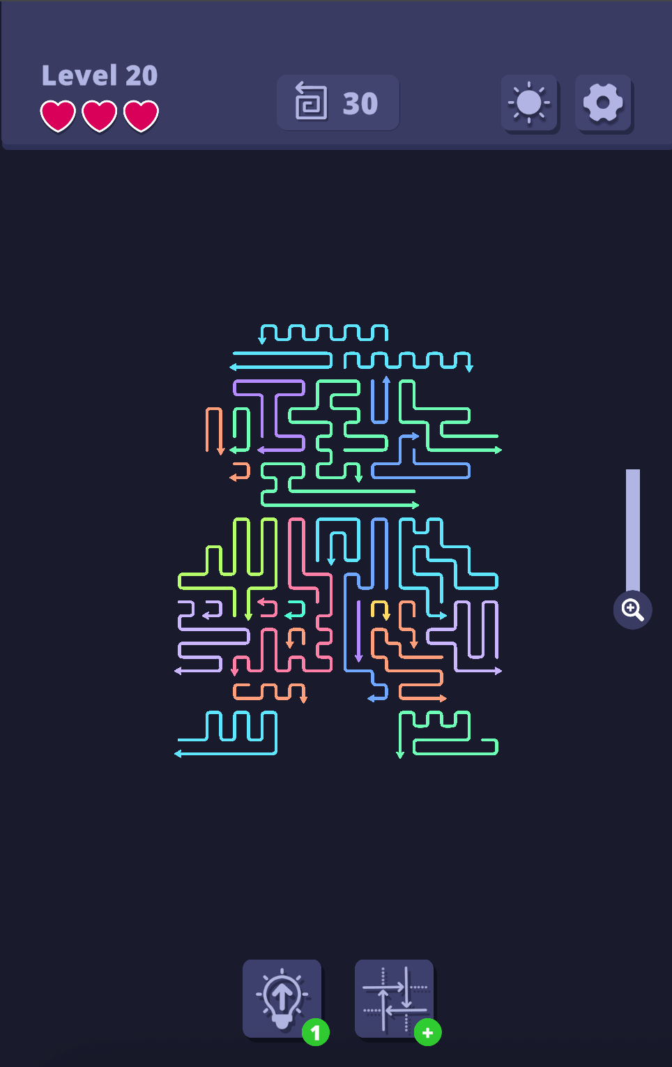 Arrow Out gameplay — Level 20 arrow puzzle